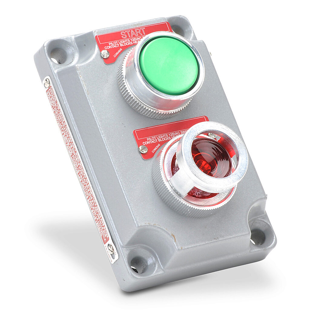 XCS-0B13-OD - Killark control station cover assembly, hazardous location rated, single pilot light, single pushbutton, green, 110 VAC/VDC LED, red, momentary, (1) N.O. contact(s), blank legend plate(s), legend plate marking "START".