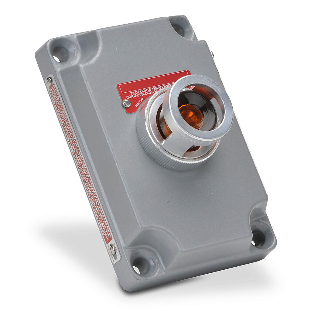 XCS-0B24ALD - Killark control station cover assembly, hazardous location rated, single pilot light, indicating light, amber, 110 VAC/VDC LED, amber, operator only, blank legend plate(s).