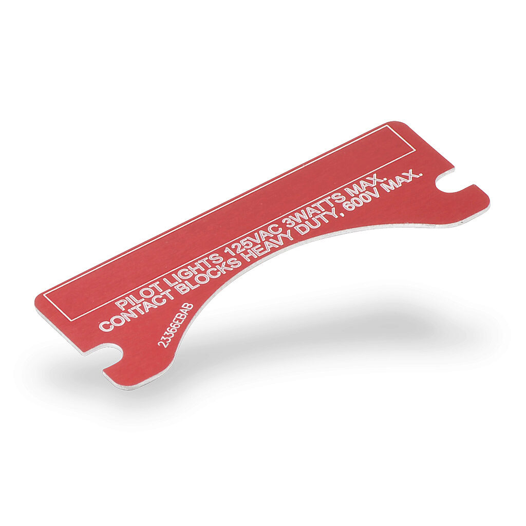 XCSNP-BLANK - Killark legend plate, aluminum, rectangular, red field, red background, legend plate marking "blank". For use with FXCS and XCS series control stations. Mounting screws included.