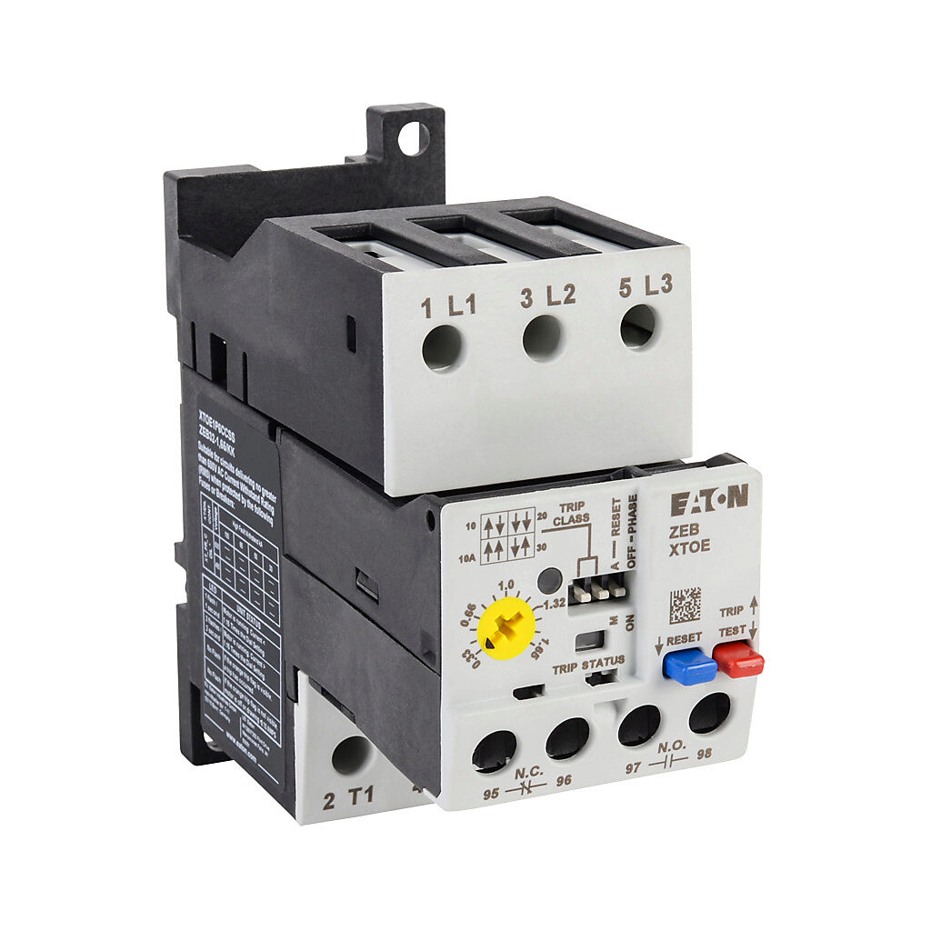 XTOE1P6CCSS - Eaton XT series electronic overload relay, 0.33-1.65A adjustable, solid state, local reset, stand-alone power connection(s), DIN rail or panel mount. For use with any contactor.
