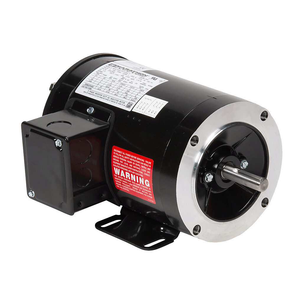Y280 - Marathon MAX Plus premium efficiency AC induction motor, high-performance inverter duty, 1/2hp, 3-phase, 230/460 VAC, 1800rpm, TENV, NEMA 56C frame, rolled steel, C-face/removable rigid base mount. Dynapar HS20 encoder included.