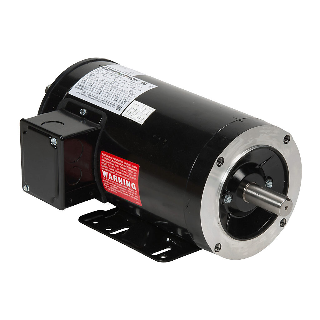 Y284 - Marathon MAX Plus high efficiency AC induction motor, high-performance inverter duty, 1-1/2hp, 3-phase, 230/460 VAC, 1800rpm, TENV, NEMA 145TC frame, rolled steel, C-face/removable rigid base mount. Dynapar HS20 encoder included.
