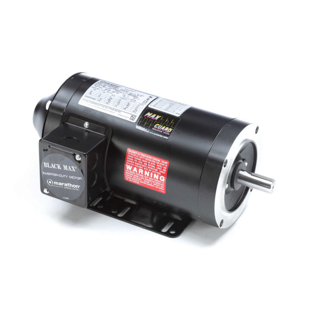 Y538 - Marathon Black MAX high efficiency AC induction motor, high-performance inverter duty, 1-1/2hp, 3-phase, 230/460 VAC, 1800rpm, TENV, NEMA 145TC frame, rolled steel, C-face/rigid base mount.