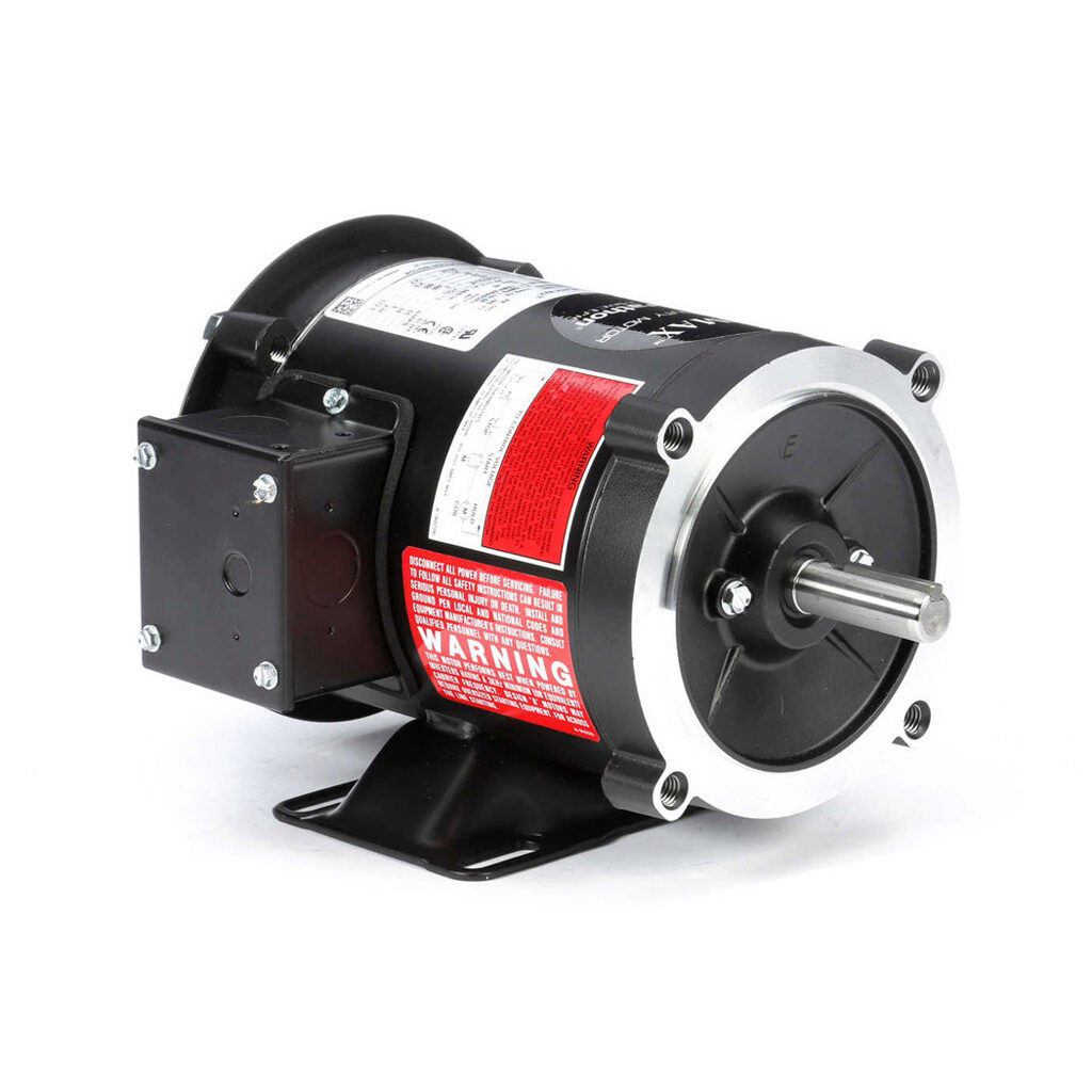 Y592 - Marathon Black MAX standard efficiency AC induction motor, high-performance inverter duty, 1/4hp, 3-phase, 230/460 VAC, 1800rpm, TENV, NEMA 56C frame, rolled steel, C-face/removable rigid base mount.