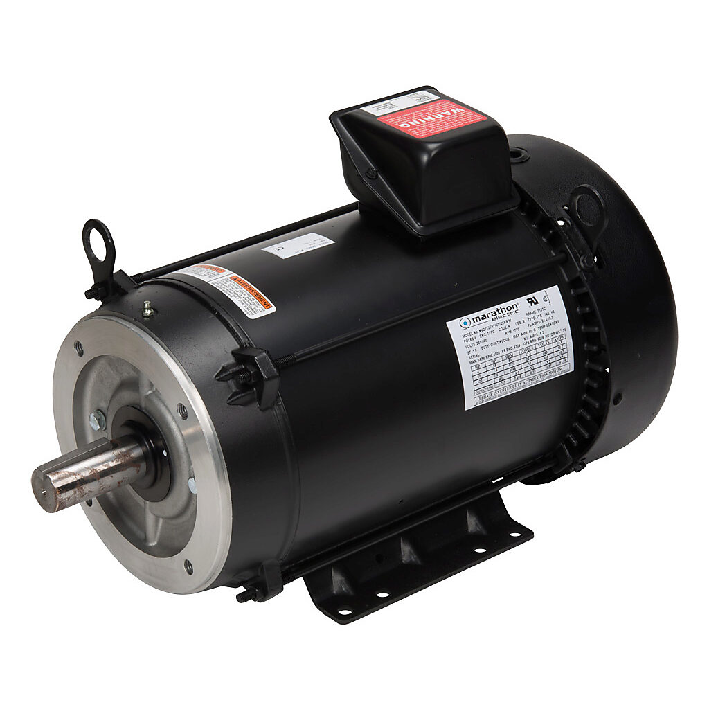 Y994 - Marathon MicroMAX series high efficiency AC induction motor, high-performance inverter duty, 7-1/2hp, 3-phase, 230/460 VAC, 1800rpm, TEFC, NEMA 213TC frame, rolled steel, C-face/removable rigid base mount.