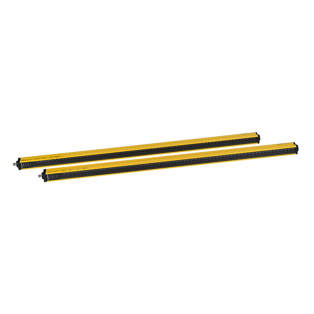 YBB-30K4-1000-G012 - Contrinex safety light curtain, sender/receiver pair, hand protection, 24 VDC, 30mm resolution, 1048mm protected height, 0.25-12m operating distance, safety category Type 4, IP65 IP67, (2) 5-pin M12 quick-disconnects.