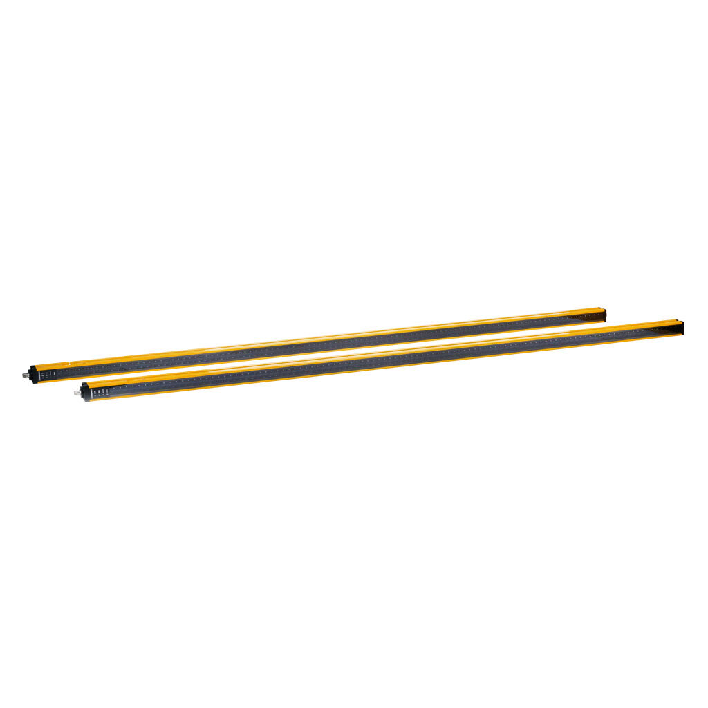 YBB-30K4-1700-G012 - Contrinex safety light curtain, sender/receiver pair, hand protection, 24 VDC, 30mm resolution, 1693mm protected height, 0.25-12m operating distance, safety category Type 4, IP65 IP67, (2) 5-pin M12 quick-disconnects.