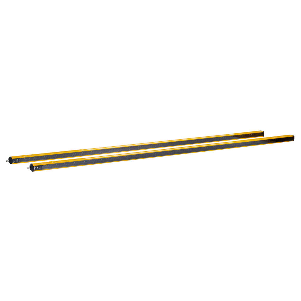 YBB-30K4-1800-G012 - Contrinex safety light curtain, sender/receiver pair, hand protection, 24 VDC, 30mm resolution, 1822mm protected height, 0.25-12m operating distance, safety category Type 4, IP65 IP67, (2) 5-pin M12 quick-disconnects.