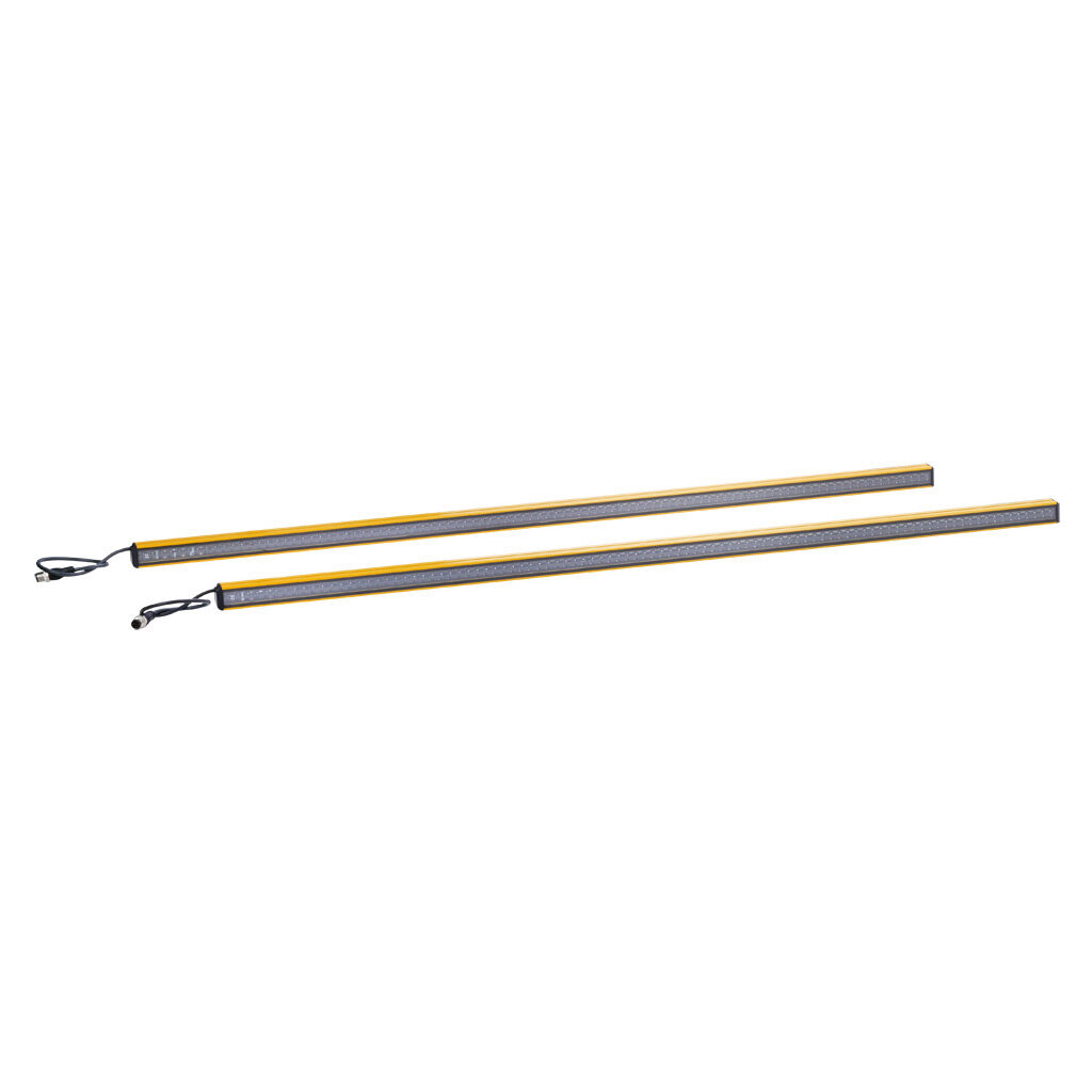 YBES-14K4-0970-P012 - Contrinex safety light curtain, sender/receiver pair, finger protection, 24 VDC, 14mm resolution, 970mm protected height, 0.4-5.0m operating distance, safety category Type 4, configurable, IP65, (1) 5-pin and (1) 8-pin M12 qu...