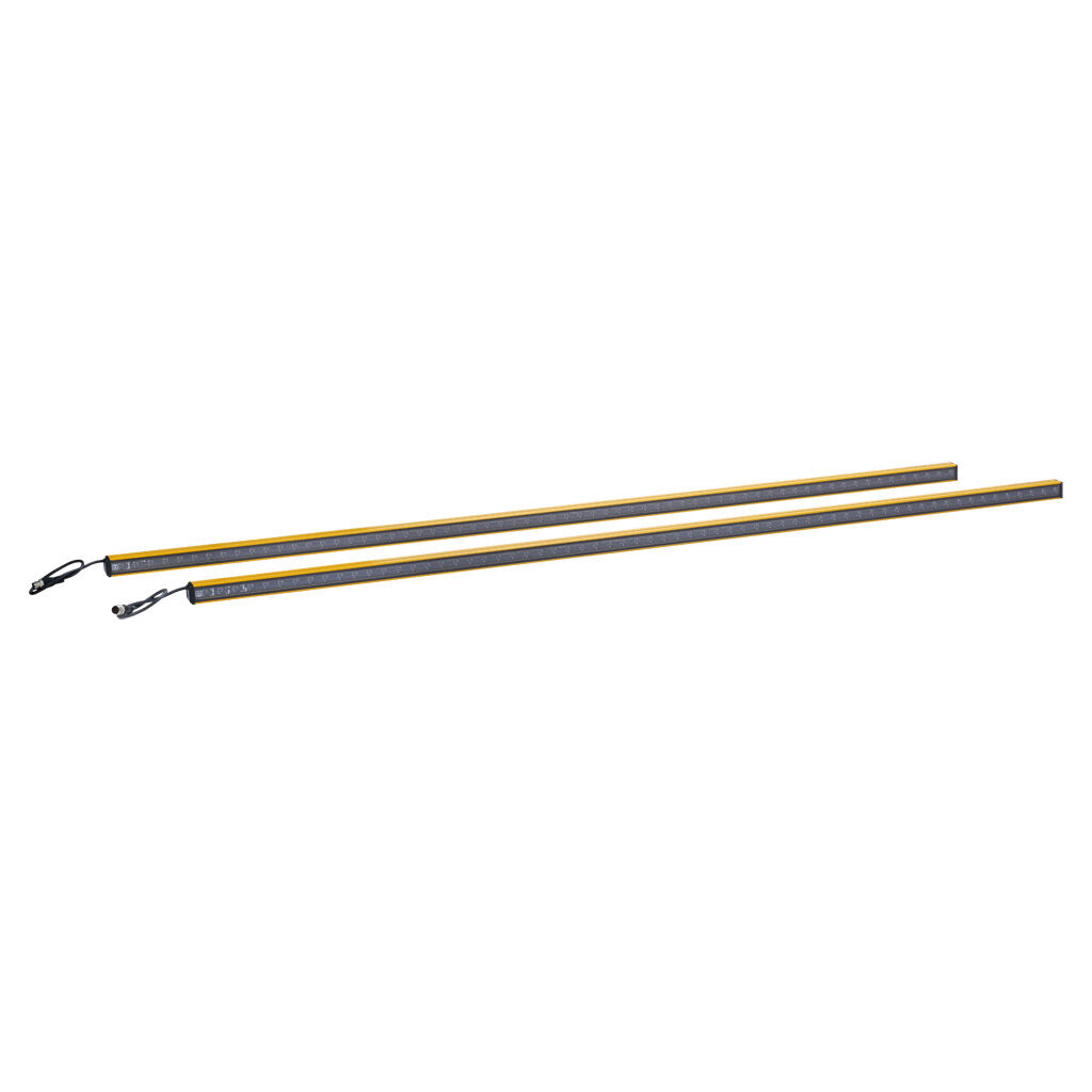 YBES-30K4-1290-P012 - Contrinex safety light curtain, sender/receiver pair, hand protection, 24 VDC, 30mm resolution, 1290mm protected height, 0.25-5.0m operating distance, safety category Type 4, configurable, IP65, (1) 5-pin and (1) 8-pin M12 qu...