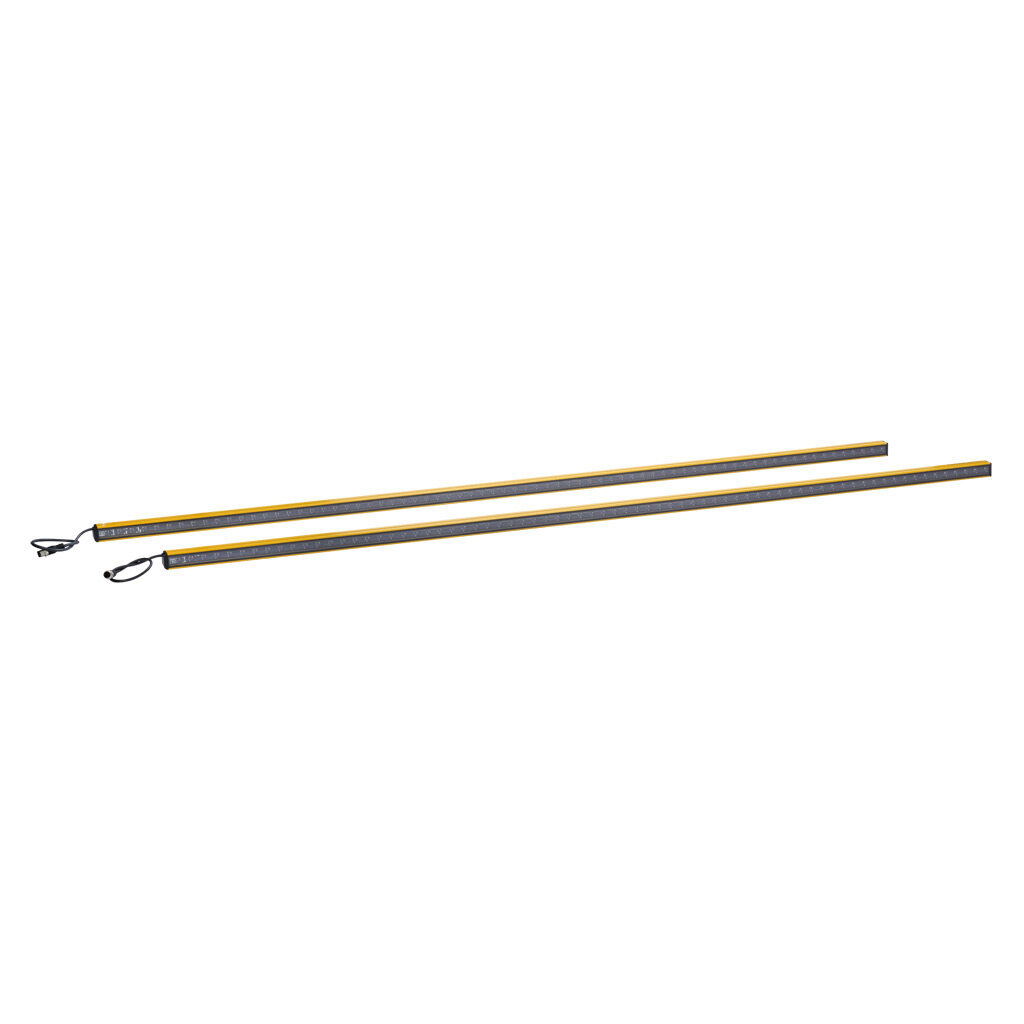 YBES-30K4-1450-P012 - Contrinex safety light curtain, sender/receiver pair, hand protection, 24 VDC, 30mm resolution, 1450mm protected height, 0.25-5.0m operating distance, safety category Type 4, configurable, IP65, (1) 5-pin and (1) 8-pin M12 qu...