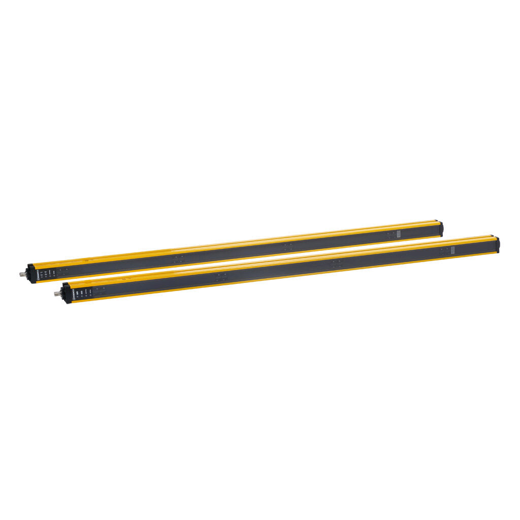 YCA-50K4-4300-G012 - Contrinex safety light curtain, sender/receiver pair, body protection, 24 VDC, 300mm resolution, 932mm protected height, 1-50m operating distance, safety category Type 4, IP65 IP67, (2) 5-pin M12 quick-disconnects.