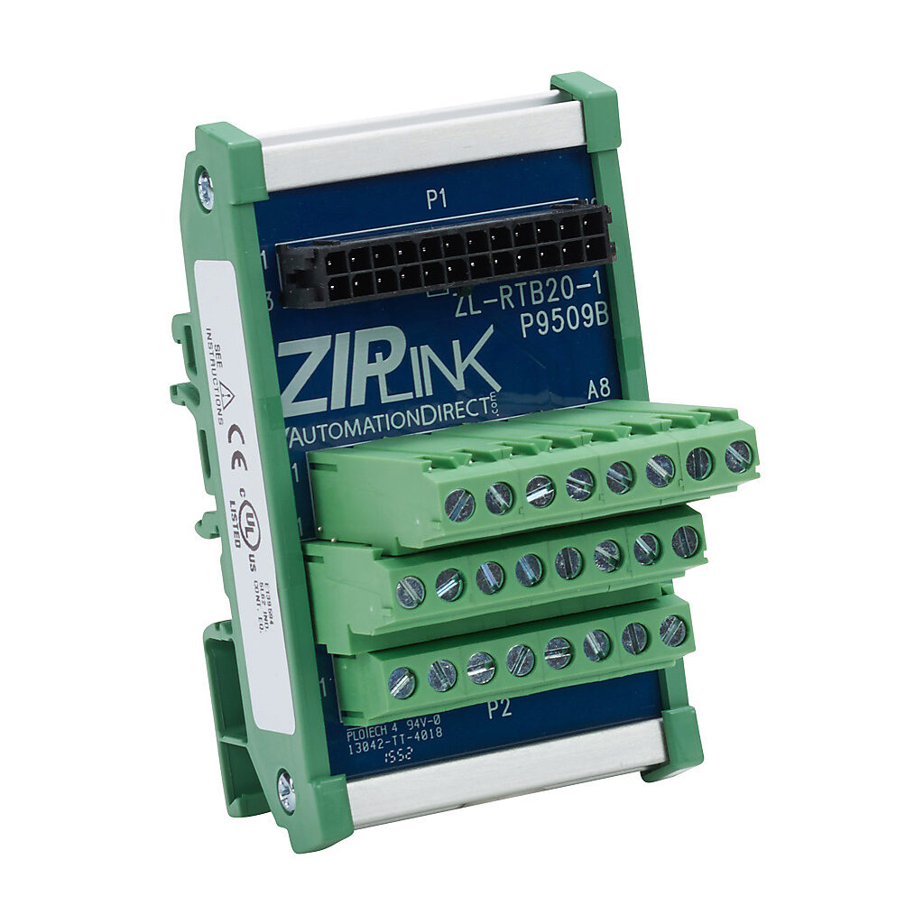 ZL-RTB20-1 - ZIPLink reduced-width feedthrough module, 24-pole, DIN rail mount.