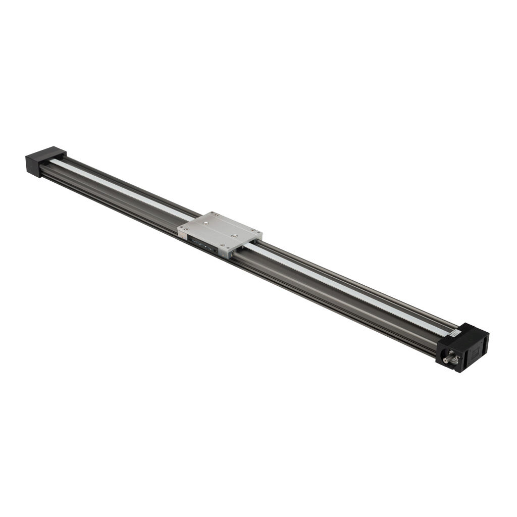 ZLW1080S-10 - igus drylin series linear actuator assembly, W1080 twin rail, 90mm wide, 1000mm travel, toothed belt, 70mm pitch, hard-anodized aluminum rail.