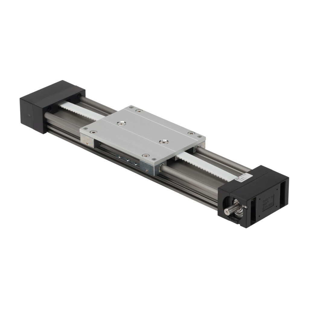 ZLW1080S-2 - igus drylin series linear actuator assembly, W1080 twin rail, 90mm wide, 200mm travel, toothed belt, 70mm pitch, hard-anodized aluminum rail.