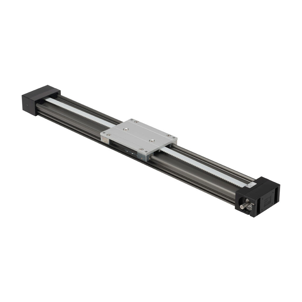 ZLW1080S-5 - igus drylin series linear actuator assembly, W1080 twin rail, 90mm wide, 500mm travel, toothed belt, 70mm pitch, hard-anodized aluminum rail.