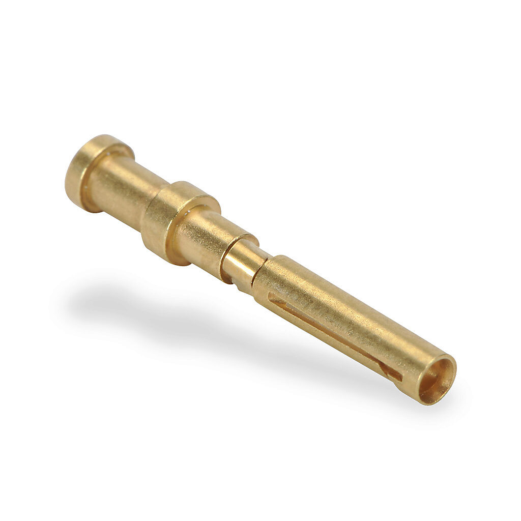 ZP-MC-CC-F10A-14G - ZIPport crimp contact, female, 10 amp, accepts wire size 14 AWG, gold-plated copper alloy. Package of 100. For use with ZIPport multi-wire female inserts rated for 10 amps.
