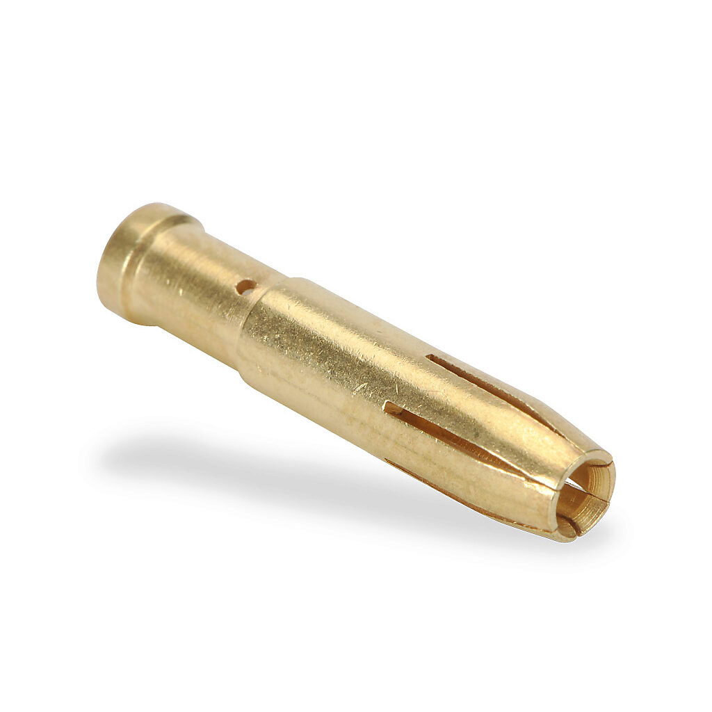 ZP-MC-CC-F16A-12G - ZIPport crimp contact, female, 16 amp, accepts wire size 12 AWG, gold-plated copper alloy. Package of 100. For use with ZIPport multi-wire female inserts rated for 16 amps.