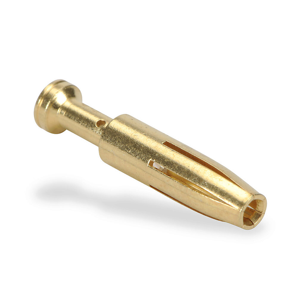ZP-MC-CC-F16A-18G - ZIPport crimp contact, female, 16 amp, accepts wire size 18 AWG, gold-plated copper alloy. Package of 100. For use with ZIPport multi-wire female inserts rated for 16 amps.