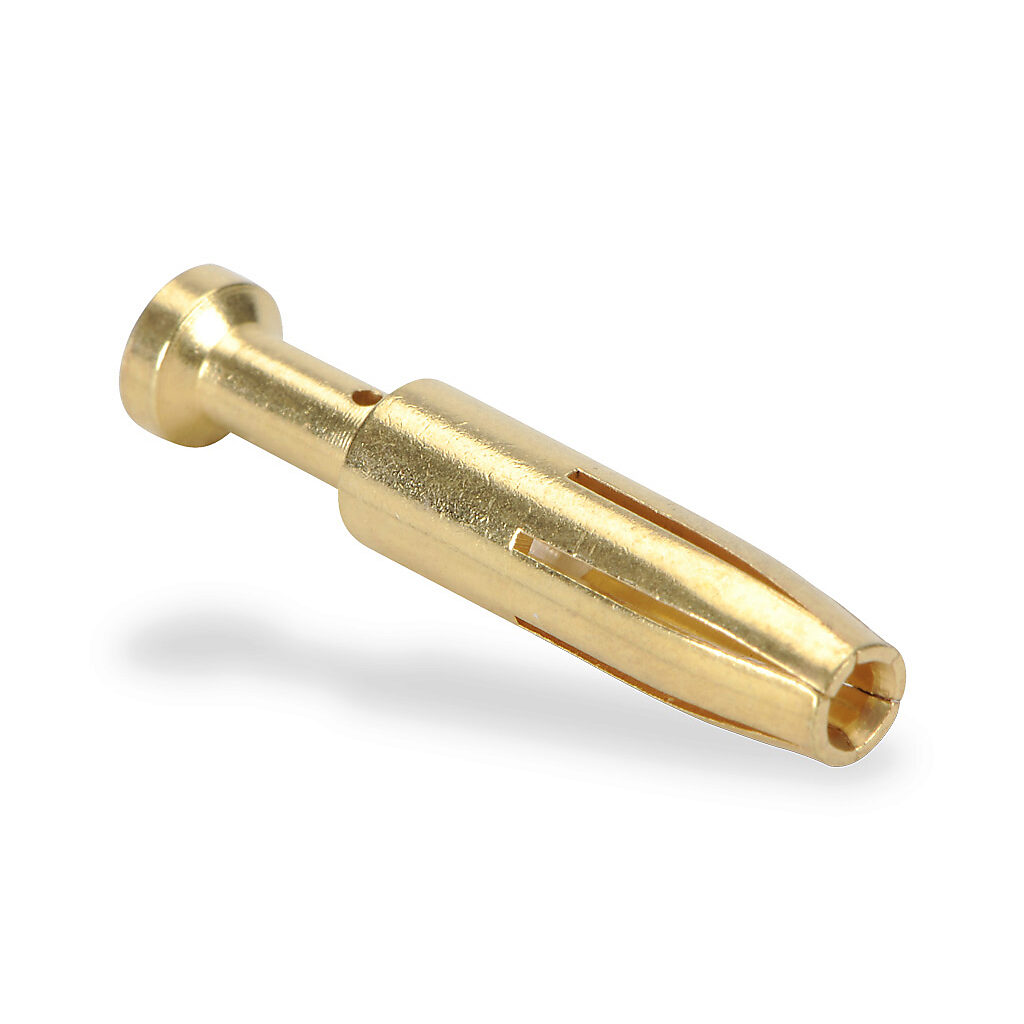ZP-MC-CC-F16A-20G - ZIPport crimp contact, female, 16 amp, accepts wire size 20 AWG, gold-plated copper alloy. Package of 100. For use with ZIPport multi-wire female inserts rated for 16 amps.