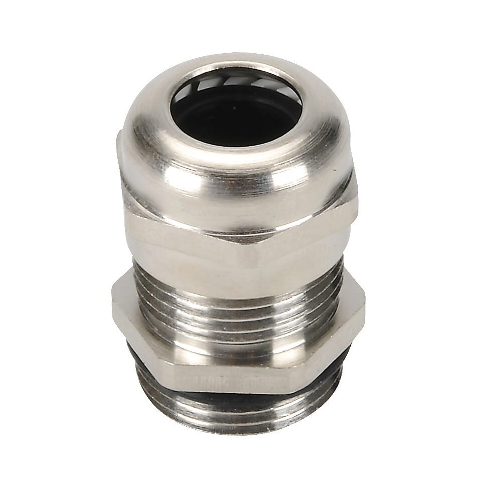 ZP-MC-CG-13M8 - ZIPport cable gland, PG13.5 thread type, nickel-plated brass, accepts 7 to 12mm diameter cable, IP68. Package of 10.