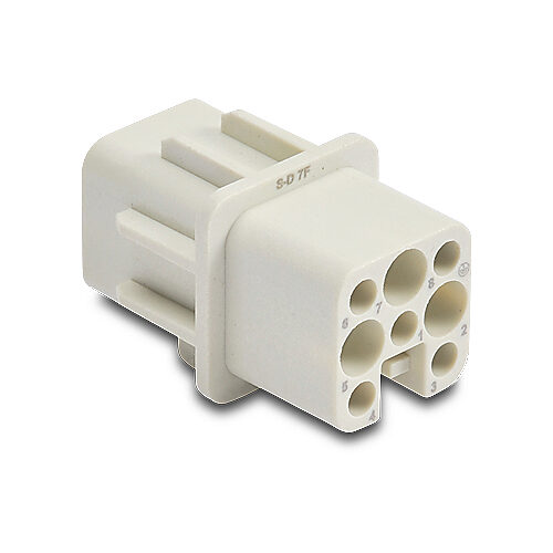 ZP-MC03A-1-FC007 - ZIPport female insert, connector housing size 3A, 7-pole, crimped contact, 10 amp, 600 VAC/VDC, poles numbered 1 to 7. For use with ZIPport multi-wire housings. Requires 10 amp female contacts ZP-MC-CC-F10A-xxx.
