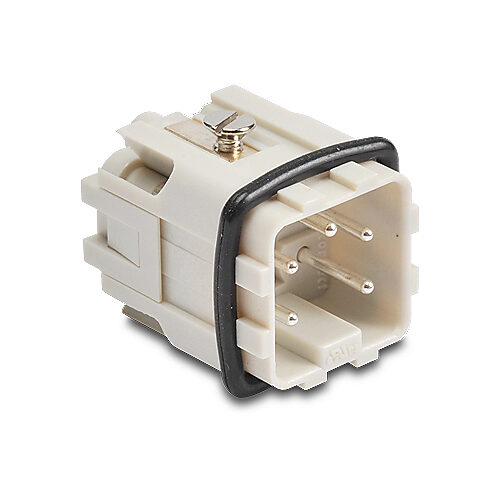 ZP-MC03A-1-MS004 - ZIPport male insert, connector housing size 3A, 4-pole, screw terminals, accepts wire size 20-14 AWG, 10 amp, 600 VAC/VDC, poles numbered 1 to 4. For use with ZIPport multi-wire housings.