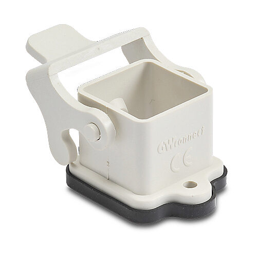 ZP-MC03A-2-SBHP - ZIPport bulkhead housing, single lever, connector housing size 3A, gray, heavy-duty thermoplastic. For use with ZIPport size 3A 2-peg connector housings.