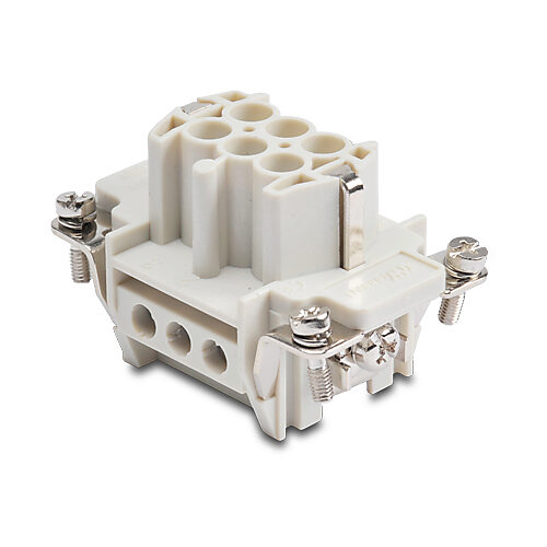 ZP-MC06B-1-FS006 - ZIPport female insert, connector housing size 6B, 6-pole, screw terminals, accepts wire size 20-14 AWG, 16 amp, 600 VAC/VDC, poles numbered 1 to 6. For use with ZIPport multi-wire housings.