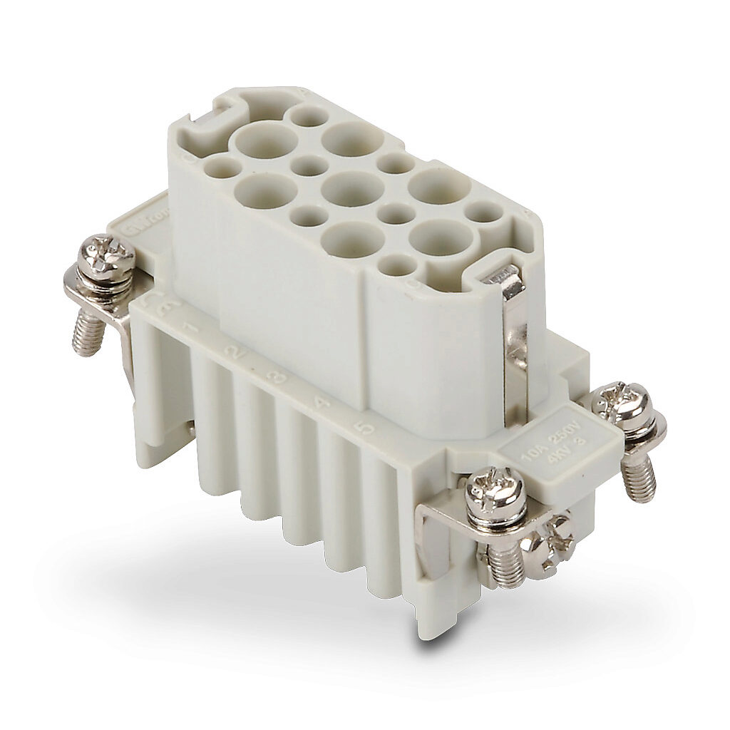 ZP-MC10A-1-FC015 - ZIPport female insert, connector housing size 10A, 15-pole, crimped contact, 10 amp, 600 VAC/VDC, poles numbered 1 to 15. For use with ZIPport multi-wire housings. Requires 10 amp female contacts ZP-MC-CC-F10A-xxx.