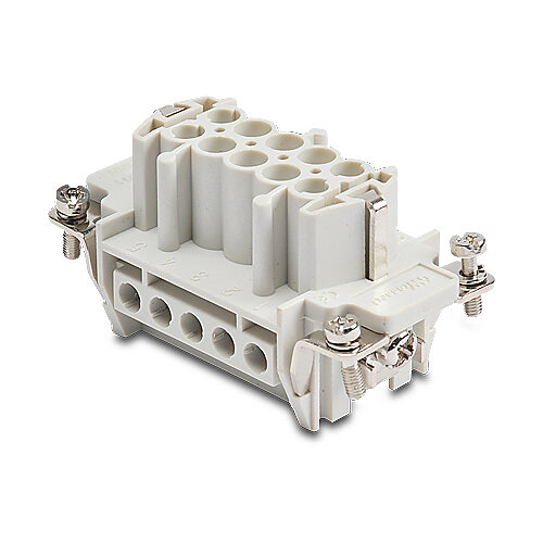 ZP-MC10B-1-FS010 - ZIPport female insert, connector housing size 10B, 10-pole, screw terminals, accepts wire size 20-12 AWG, 16 amp, 600 VAC/VDC, poles numbered 1 to 10. For use with ZIPport multi-wire housings.