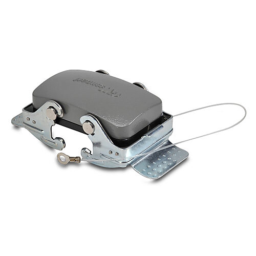 ZP-MC10B-2-DCVLM - ZIPport cover housing, double lever, connector housing size 10B, gray, heavy-duty die cast aluminum. For use with ZIPport size 10B 4-peg connector housings.