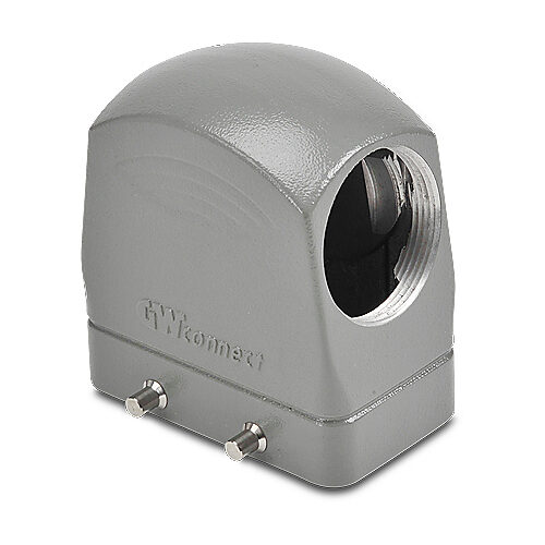 ZP-MC10B-2-DSE29ML - ZIPport hood housing, 4-peg, side entry, connector housing size 10B, (1) Pg 29 threaded hole, high construction, gray, heavy-duty die cast aluminum. For use with ZIPport size 10B double lever connector housings.