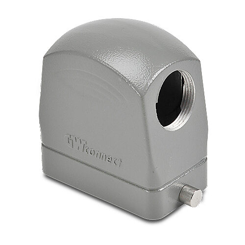 ZP-MC10B-2-SSE21ML - ZIPport hood housing, 2-peg, side entry, connector housing size 10B, (1) Pg 21 threaded hole, high construction, gray, heavy-duty die cast aluminum. For use with ZIPport size 10B single lever connector housings.