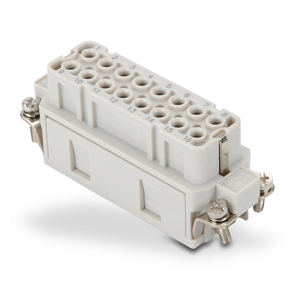ZP-MC16A-1-FC016 - ZIPport female insert, connector housing size 16A, 16-pole, crimped contact, 16 amp, 600 VAC/VDC, poles numbered 1 to 16. For use with ZIPport multi-wire housings. Requires 16 amp female contacts ZP-MC-CC-F16A-xxx.