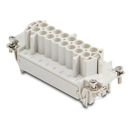 ZP-MC16B-1-FC016 - ZIPport female insert, connector housing size 16B, 16-pole, crimped contact, 16 amp, 600 VAC/VDC, poles numbered 1 to 16. For use with ZIPport multi-wire housings. Requires 16 amp female contacts ZP-MC-CC-F16A-xxx.