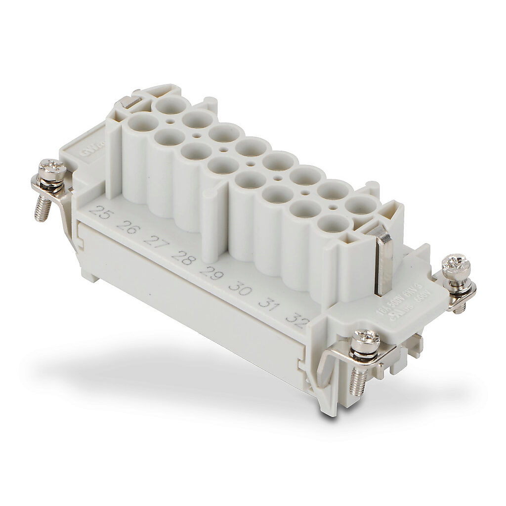 ZP-MC16B-1-FC016-2 - ZIPport female insert, connector housing size 16B, 16-pole, crimped contact, 16 amp, 600 VAC/VDC, poles numbered 17 to 32. For use with ZIPport multi-wire housings. Requires 16 amp female contacts ZP-MC-CC-F16A-xxx.
