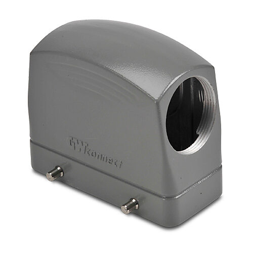 ZP-MC16B-2-DSE29ML - ZIPport hood housing, 4-peg, side entry, connector housing size 16B, (1) Pg 29 threaded hole, high construction, gray, heavy-duty die cast aluminum. For use with ZIPport size 16B double lever connector housings.