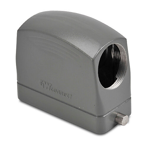 ZP-MC16B-2-SSE29ML - ZIPport hood housing, 2-peg, side entry, connector housing size 16B, (1) Pg 29 threaded hole, high construction, gray, heavy-duty die cast aluminum. For use with ZIPport size 16B single lever connector housings.