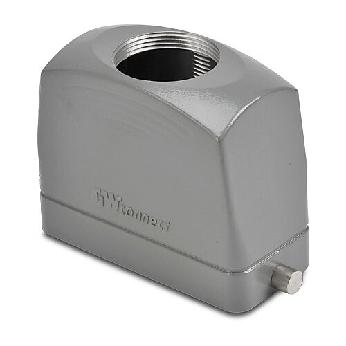 ZP-MC16B-2-STE29ML - ZIPport hood housing, 2-peg, top entry, connector housing size 16B, (1) Pg 29 threaded hole, high construction, gray, heavy-duty die cast aluminum. For use with ZIPport size 16B single lever connector housings.