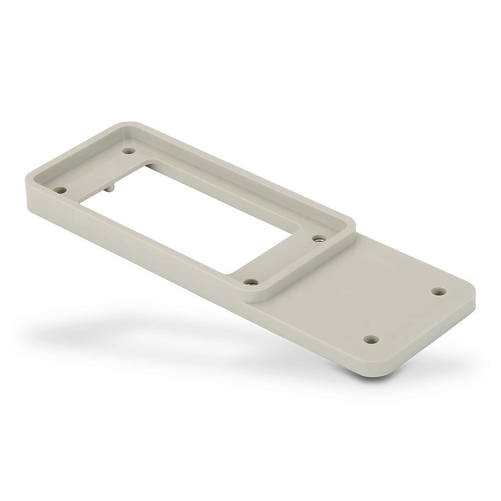 ZP-MC24B-2-RD10B - ZIPport bulkhead cutout reducing plate, thermoplastic, RAL 7044 gray. For use with ZIPport size 24B bulkhead cutouts. Gasket included. Reduces cutout to ZIPport size 10B.