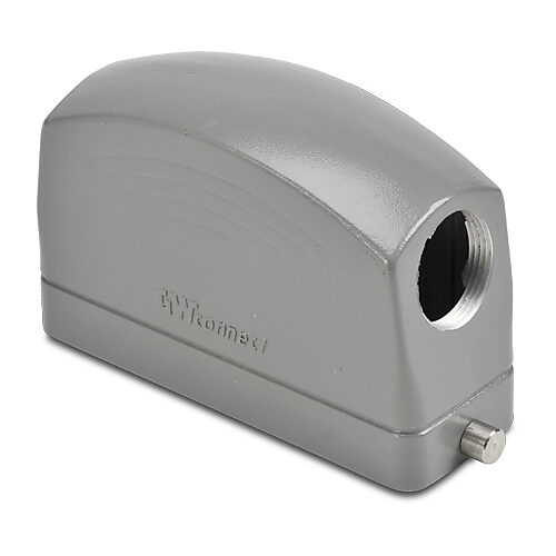 ZP-MC24B-2-SSE21ML - ZIPport hood housing, 2-peg, side entry, connector housing size 24B, (1) Pg 21 threaded hole, high construction, gray, heavy-duty die cast aluminum. For use with ZIPport size 24B single lever connector housings.
