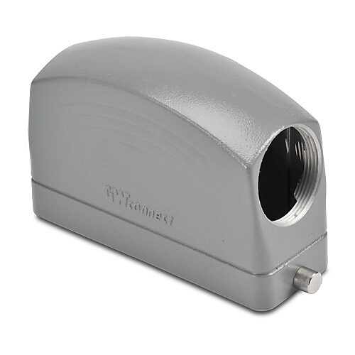 ZP-MC24B-2-SSE29ML - ZIPport hood housing, 2-peg, side entry, connector housing size 24B, (1) Pg 29 threaded hole, high construction, gray, heavy-duty die cast aluminum. For use with ZIPport size 24B single lever connector housings.