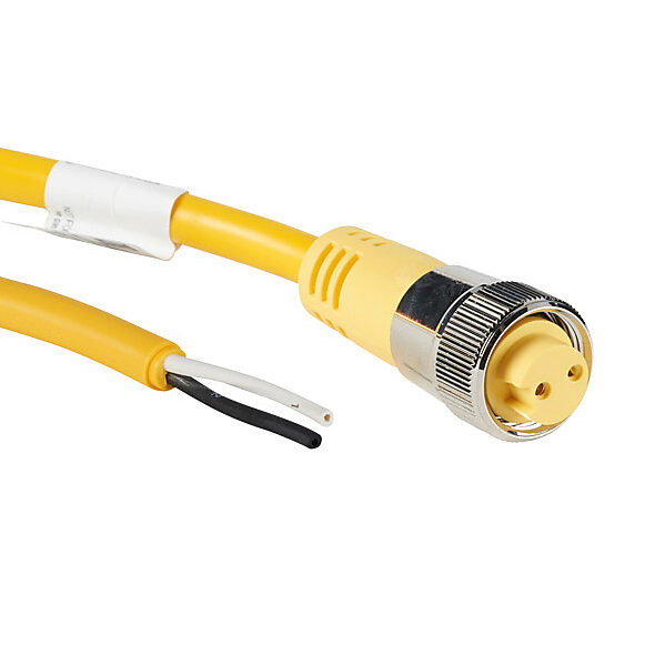 ZP-S1-2FP-4M - ZIPport connection cable, 7/8in - 16 UN2 thread nut 2-pin female axial to pigtail with North American color code, PVC jacket, yellow, nickel-plated brass connector, 13.1ft/4m cable length, IP67.