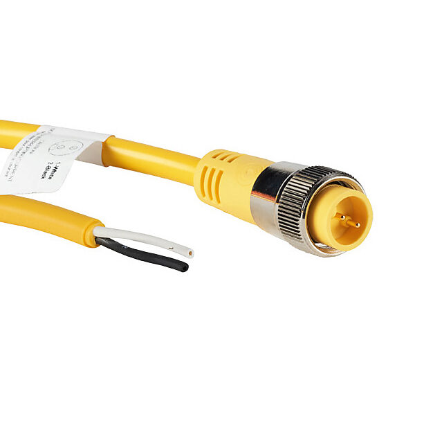 ZP-S1-2MP-10M - ZIPport connection cable, 7/8in - 16 UN2 thread nut 2-pin male axial to pigtail with North American color code, PVC jacket, yellow, nickel-plated brass connector, 32.8ft/10m cable length, IP67.