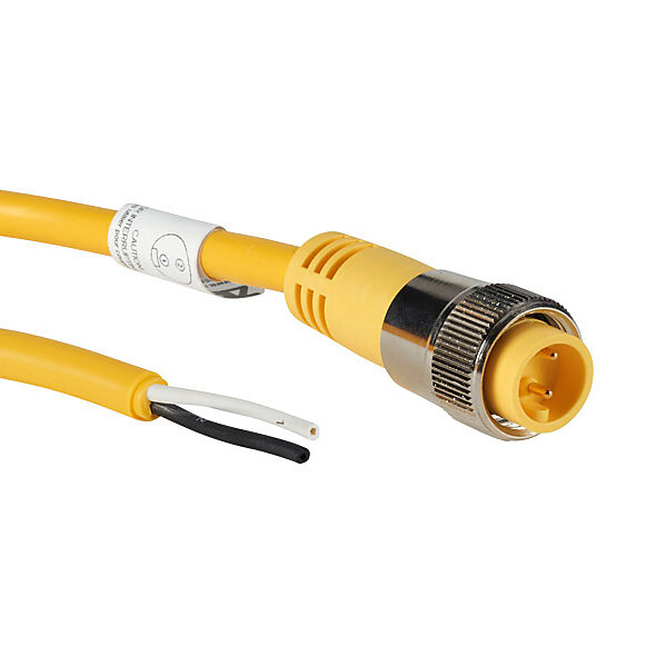 ZP-S1-2MP-4M - ZIPport connection cable, 7/8in - 16 UN2 thread nut 2-pin male axial to pigtail with North American color code, PVC jacket, yellow, nickel-plated brass connector, 13.1ft/4m cable length, IP67.