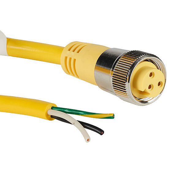 ZP-S1-3FP-4M - ZIPport connection cable, 7/8in - 16 UN2 thread nut 3-pin female axial to pigtail with North American color code, PVC jacket, yellow, nickel-plated brass connector, 13.1ft/4m cable length, IP67.