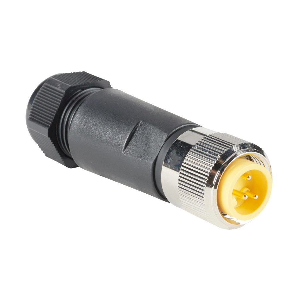 ZP-S1-3MP-FWX - ZIPport connector, field-wireable, 7/8in - 16 UN2 thread nut 3-pin male axial, accepts cable diameter size 8-17mm, 22-14 AWG, North American color code, screw terminal connection, IP67.