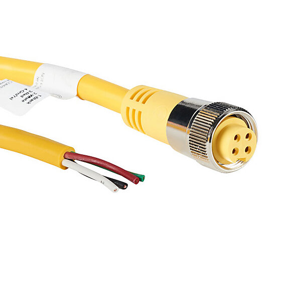 ZP-S1-4FP-2M - ZIPport connection cable, 7/8in - 16 UN2 thread nut 4-pin female axial to pigtail with North American color code, PVC jacket, yellow, nickel-plated brass connector, 6.5ft/2m cable length, IP67.