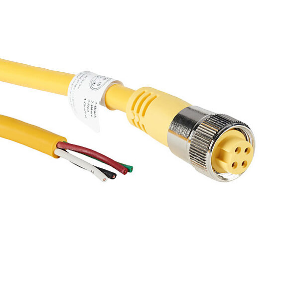 ZP-S1-4FP-6M - ZIPport connection cable, 7/8in - 16 UN2 thread nut 4-pin female axial to pigtail with North American color code, PVC jacket, yellow, nickel-plated brass connector, 19.6ft/6m cable length, IP67.